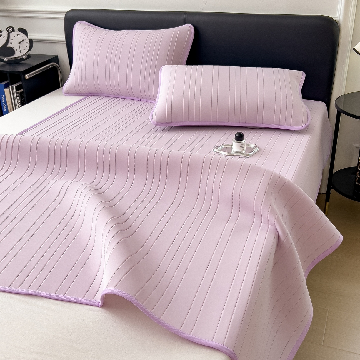 91家纺网 家纺一手货源 找家纺 丝羽坊 2026新款云朵凉感纯色小冰皮软凉席-平铺款 浅紫