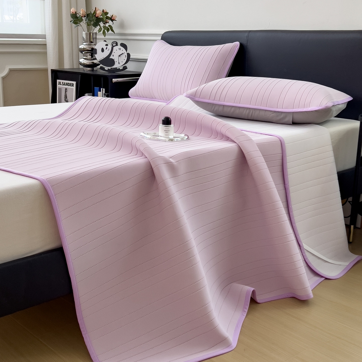 91家纺网 家纺一手货源 找家纺 丝羽坊 2026新款云朵凉感纯色小冰皮软凉席-平铺款 浅紫