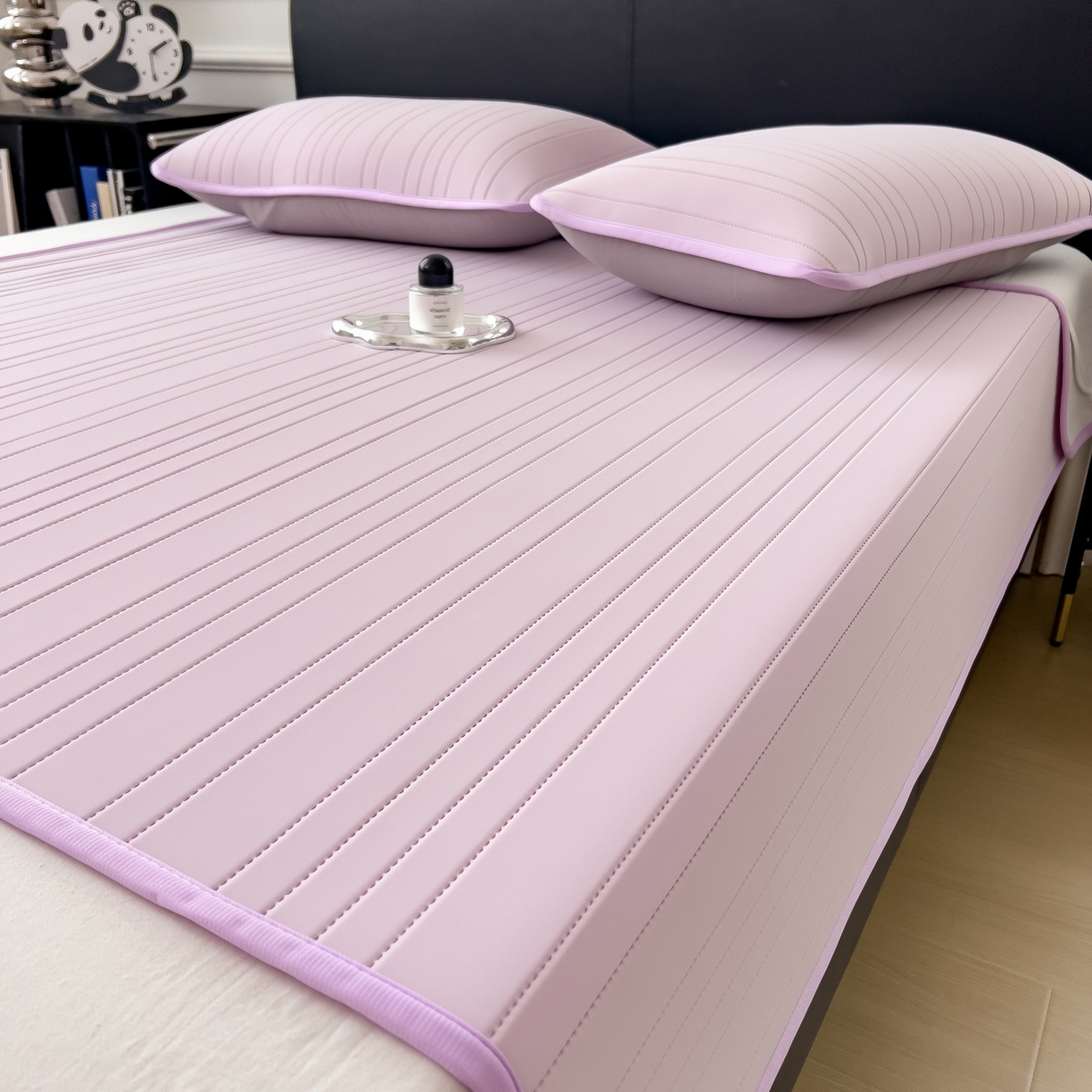 91家纺网 家纺一手货源 找家纺 丝羽坊 2026新款云朵凉感纯色小冰皮软凉席-平铺款 浅紫