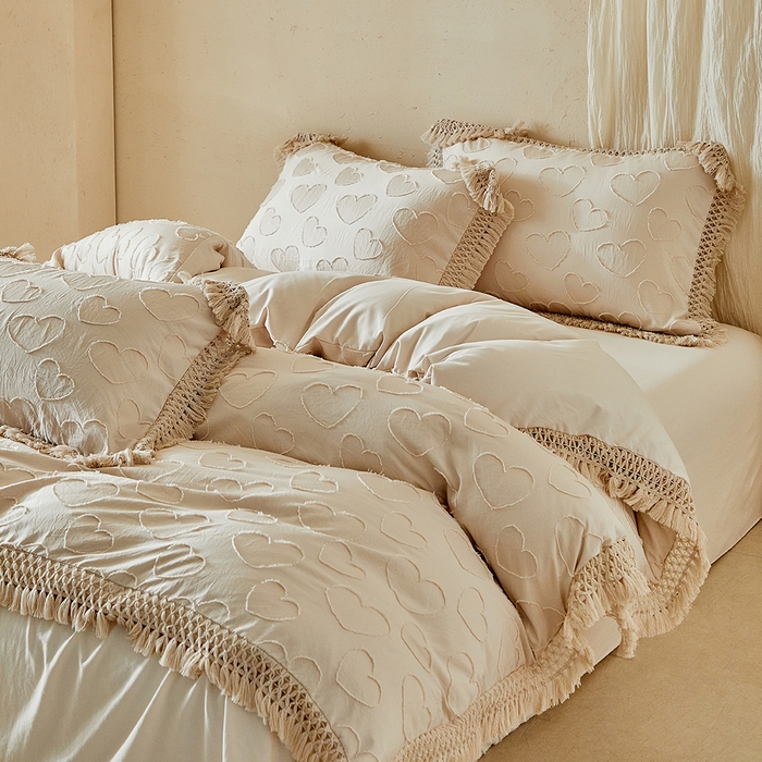 91家纺网 家纺一手货源 找家纺 （总）缘生活 2026春夏新款民宿立体剪花蝴蝶结流苏四件套