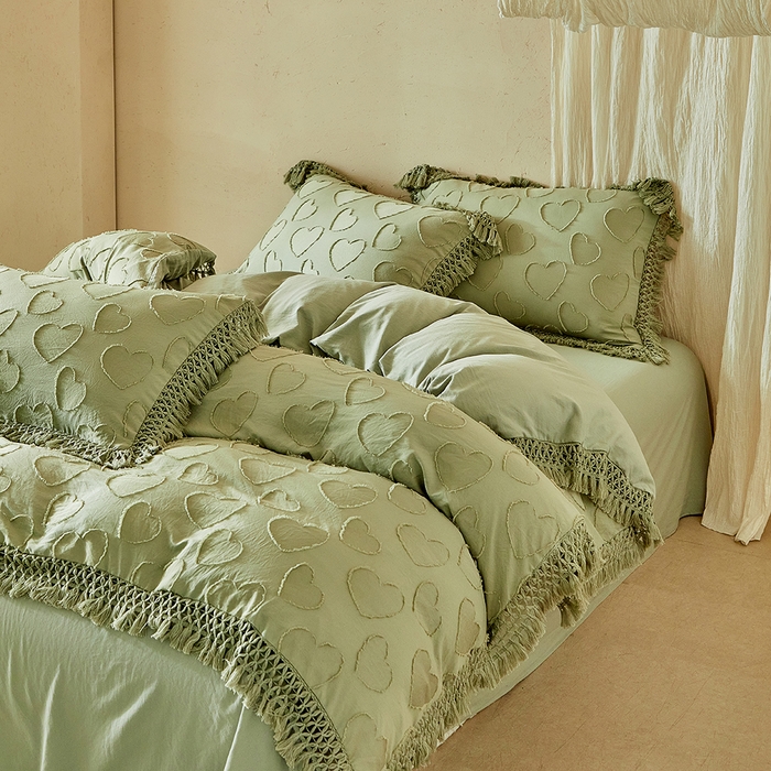 91家纺网 家纺一手货源 找家纺 （总）缘生活 2026春夏新款民宿立体剪花蝴蝶结流苏四件套