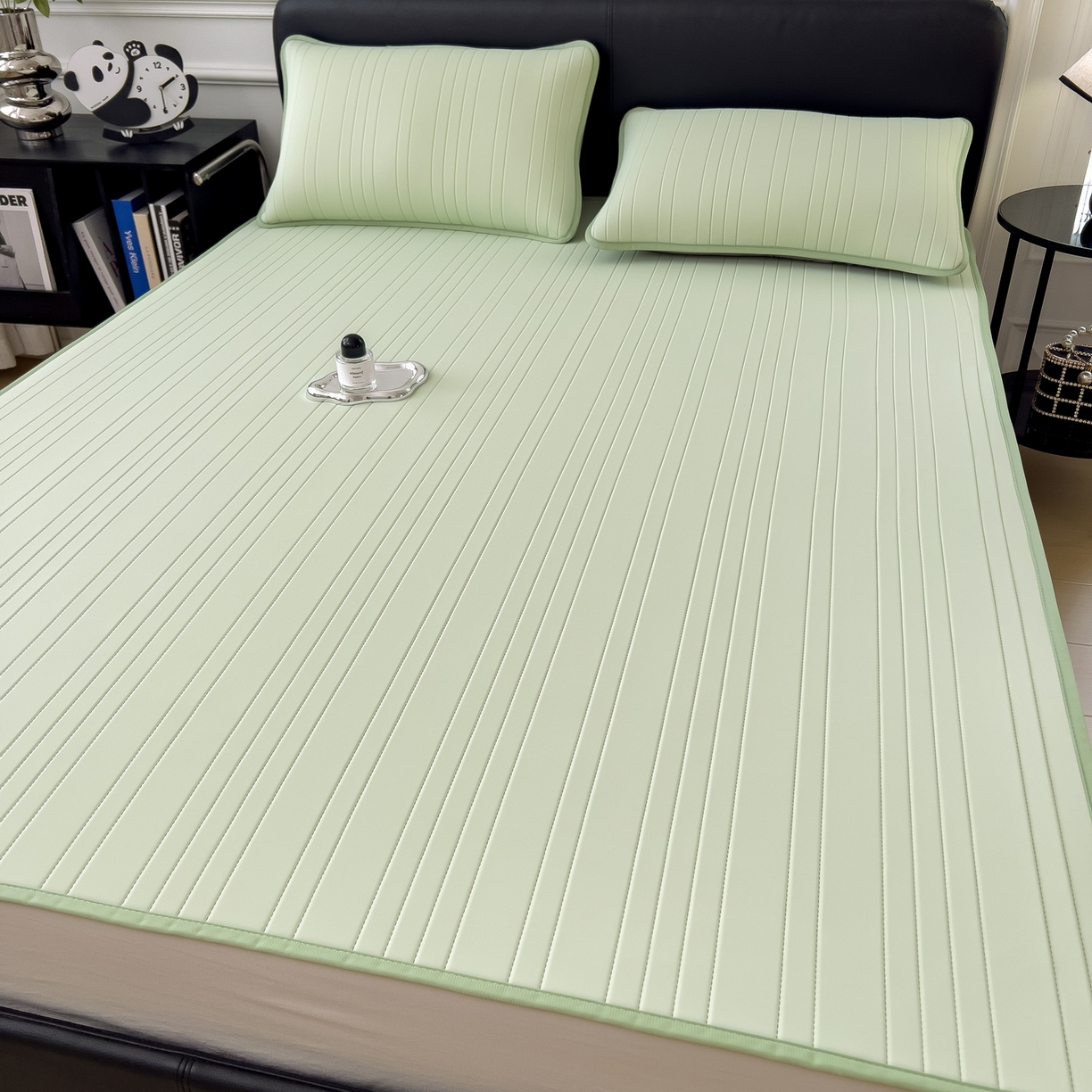 91家纺网 家纺一手货源 找家纺 丝羽坊 2026新款云朵凉感纯色小冰皮软凉席-平铺款 清新绿