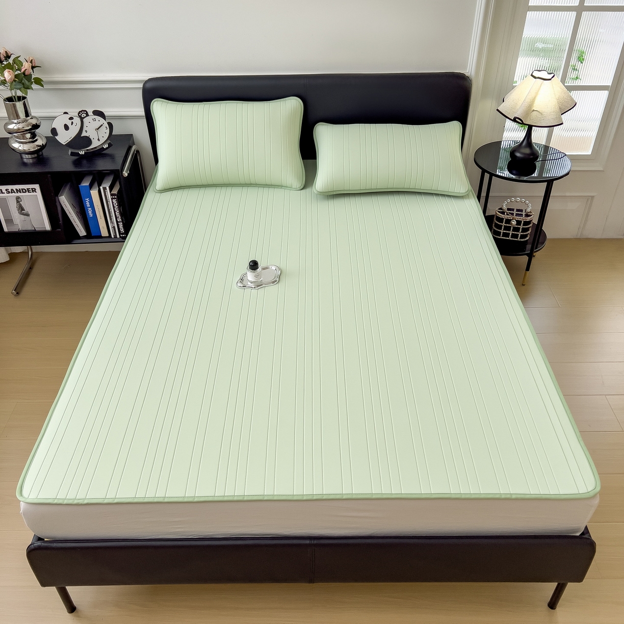 91家纺网 家纺一手货源 找家纺 丝羽坊 2026新款云朵凉感纯色小冰皮软凉席-平铺款 清新绿