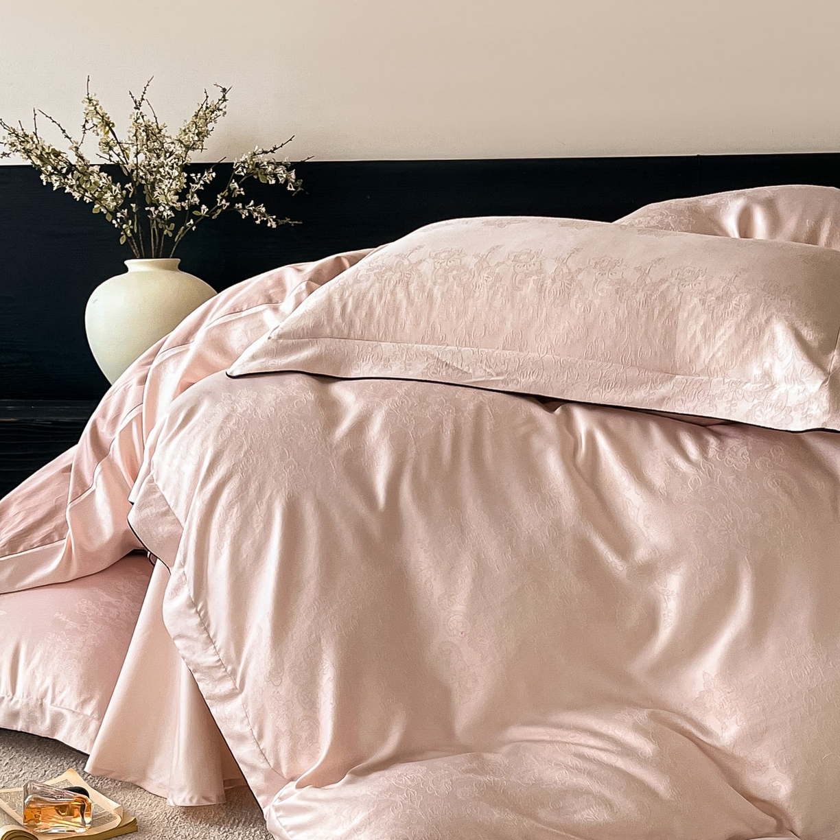 帝王家纺 2026爆款提花四件套法式轻奢春夏季亲肤棉四季款—暮春 雅粉