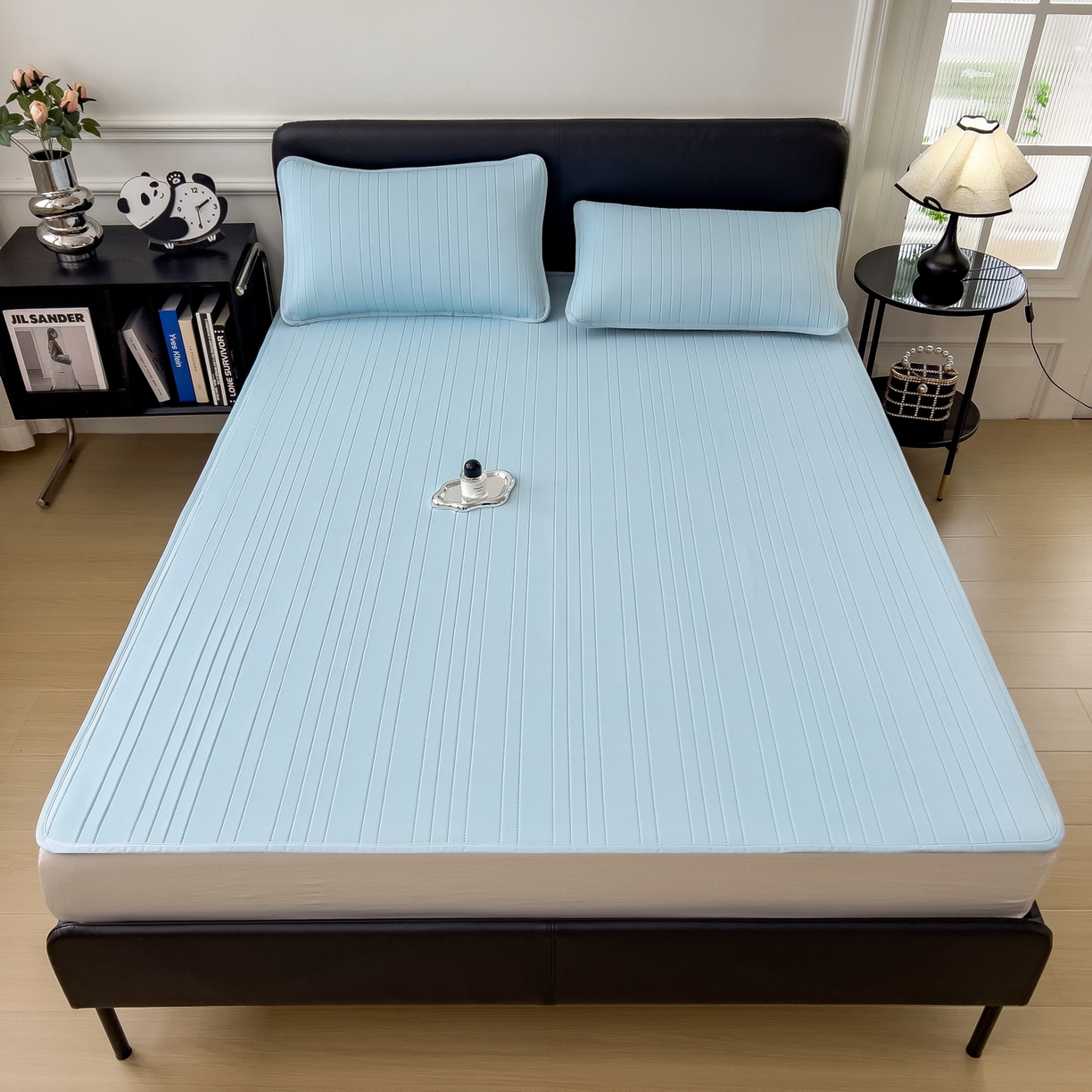 91家纺网 家纺一手货源 找家纺 丝羽坊 2026新款云朵凉感纯色小冰皮软凉席-平铺款 天蓝