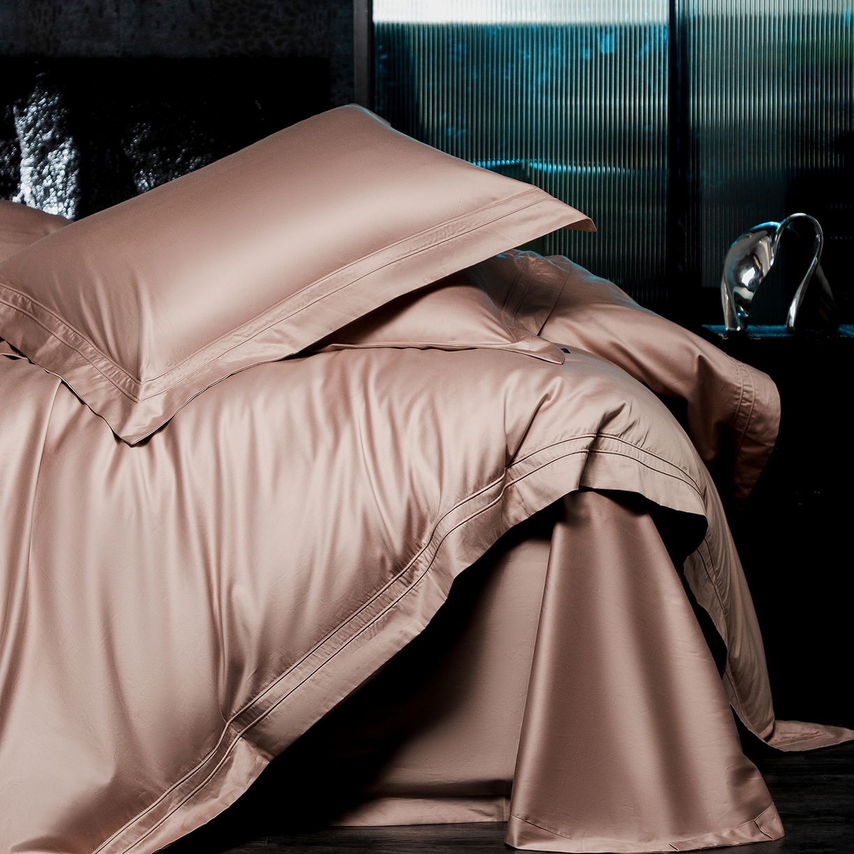 蕾诺家纺 2026秋冬新品100支双股高奢典藏简约全棉四件套系列 棉凯文-粉豆沙