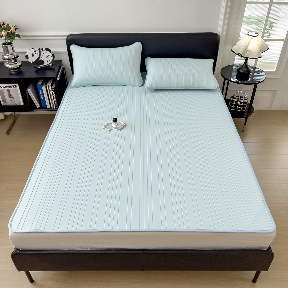 91家纺网 家纺一手货源 找家纺 丝羽坊 2026新款云朵凉感纯色小冰皮软凉席-平铺款 甜心蓝