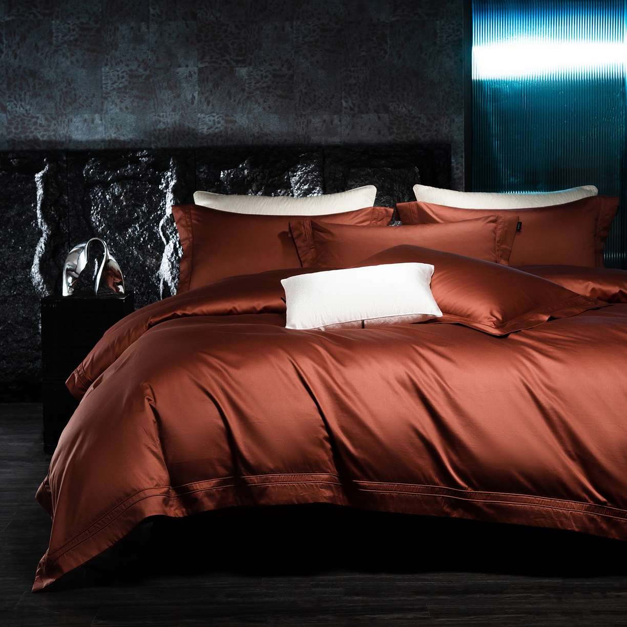 91家纺网 家纺一手货源 找家纺 蕾诺家纺 2026秋冬新品100支双股高奢典藏简约全棉四件套系列 棉凯文-紫纱