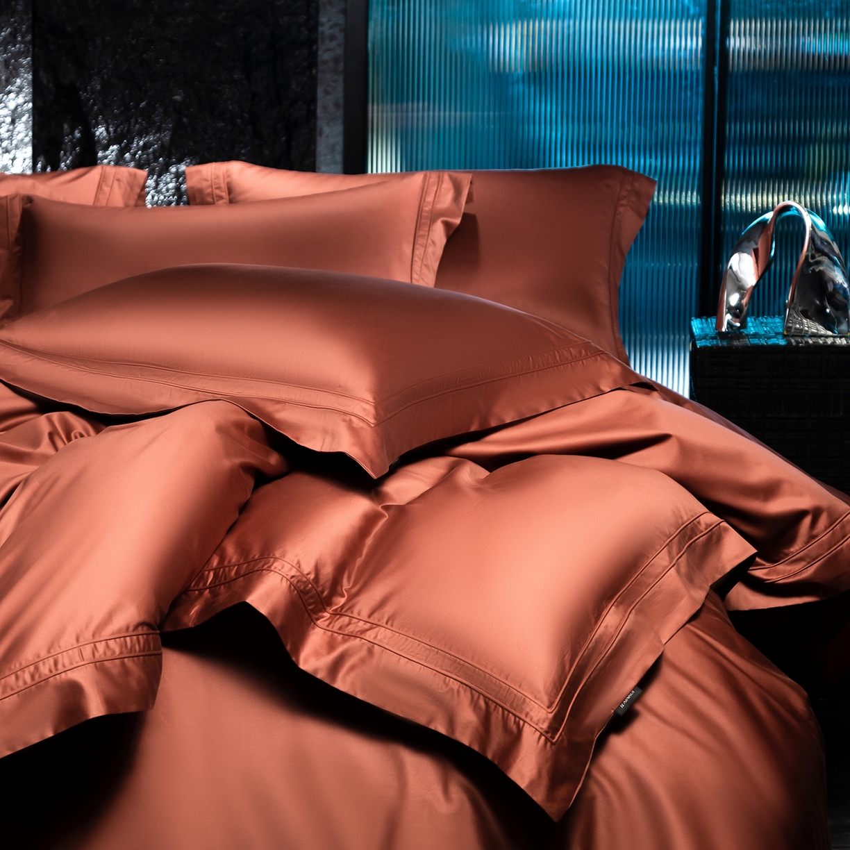 91家纺网 家纺一手货源 找家纺 蕾诺家纺 2026秋冬新品100支双股高奢典藏简约全棉四件套系列 棉凯文-紫纱