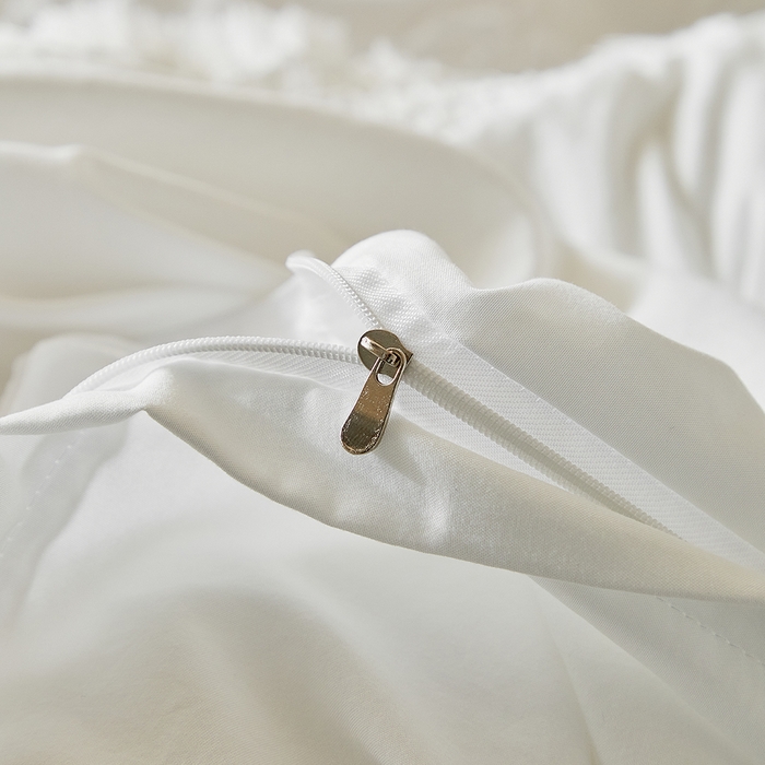 91家纺网 家纺一手货源 找家纺 缘生活 2026春夏新款民宿立体剪花蝴蝶结流苏四件套 剪花落叶流苏本白