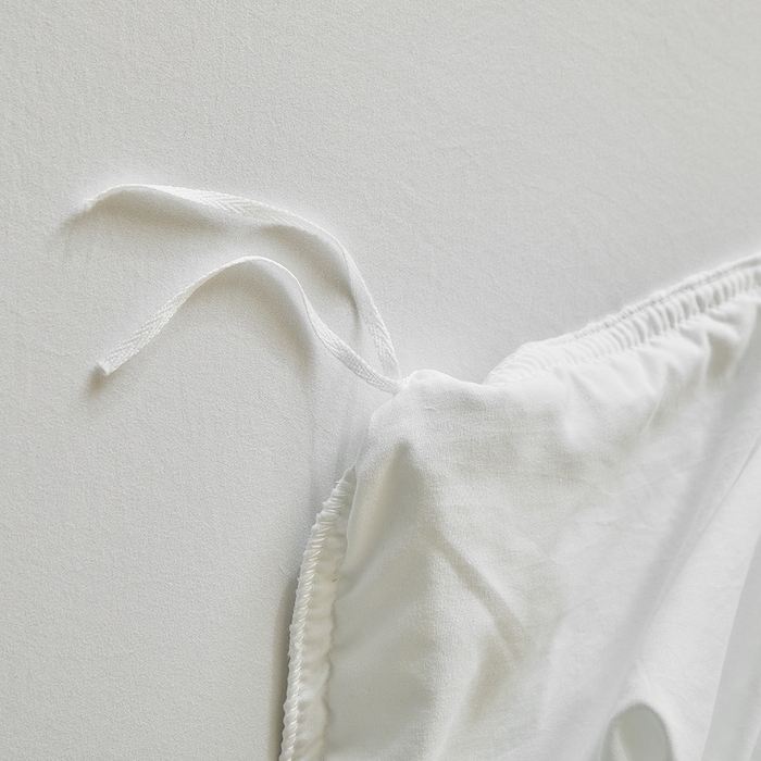 91家纺网 家纺一手货源 找家纺 缘生活 2026春夏新款民宿立体剪花蝴蝶结流苏四件套 剪花落叶流苏本白