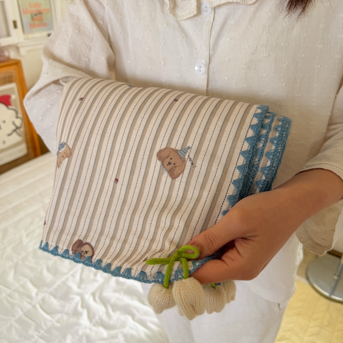 91家纺网 家纺一手货源 找家纺 潮邦创意家居 2026新A类全棉双层纱三角针四角郁金香吊坠盖毯—郁金纱语系列【含A类检测报告】 睡衣泰迪