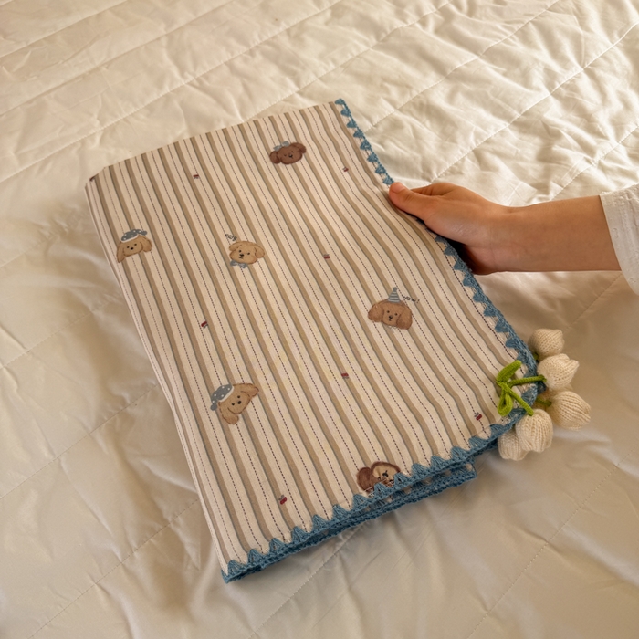 91家纺网 家纺一手货源 找家纺 潮邦创意家居 2026新A类全棉双层纱三角针四角郁金香吊坠盖毯—郁金纱语系列【含A类检测报告】 睡衣泰迪