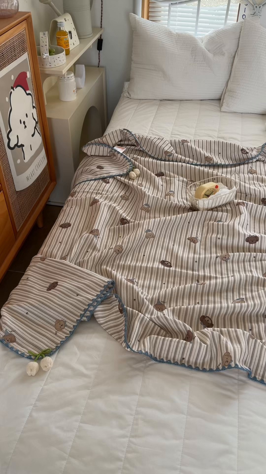 91家纺网 家纺一手货源 找家纺 潮邦创意家居 2026新A类全棉双层纱三角针四角郁金香吊坠盖毯—郁金纱语系列【含A类检测报告】 睡衣泰迪