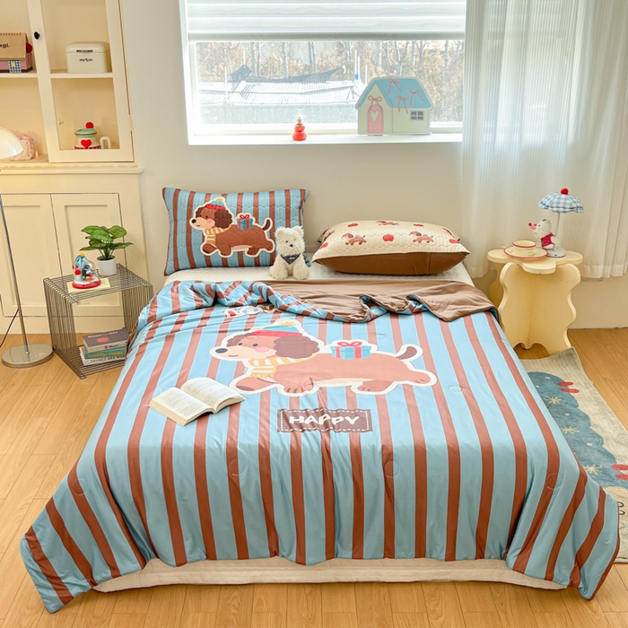 91家纺网 家纺一手货源 找家纺 大彩家居 2026新款针织夏被床盖四件套 深海小惊喜