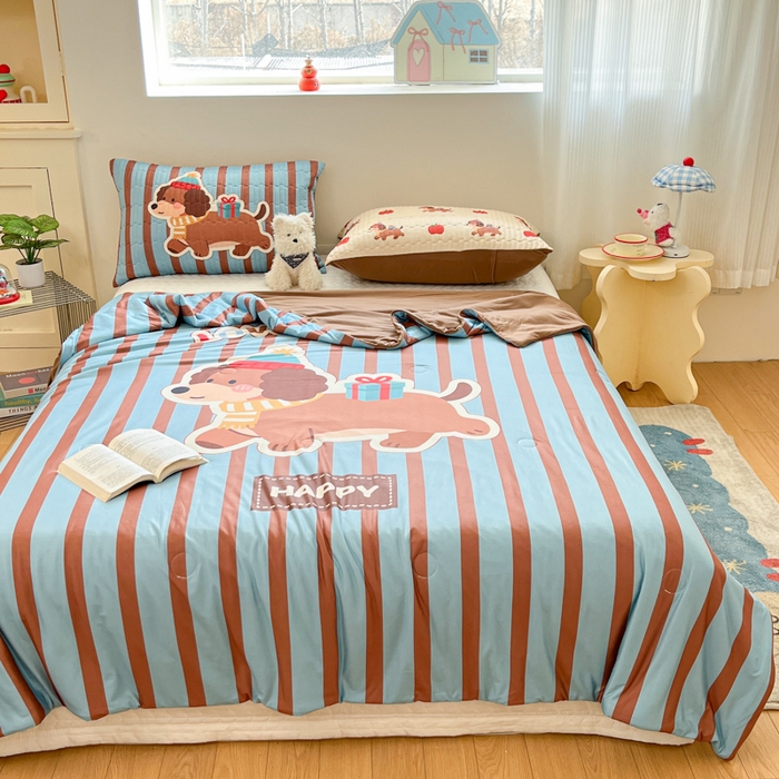 91家纺网 家纺一手货源 找家纺 大彩家居 2026新款针织夏被床盖四件套 深海小惊喜