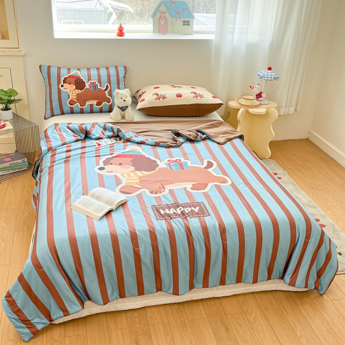 91家纺网 家纺一手货源 找家纺 大彩家居 2026新款针织夏被床盖四件套 深海小惊喜