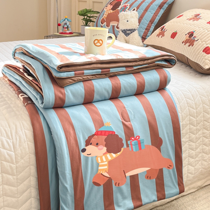 91家纺网 家纺一手货源 找家纺 大彩家居 2026新款针织夏被床盖四件套 深海小惊喜