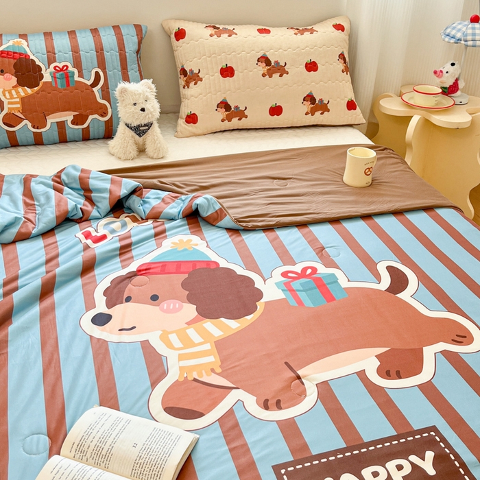 91家纺网 家纺一手货源 找家纺 大彩家居 2026新款针织夏被床盖四件套 深海小惊喜