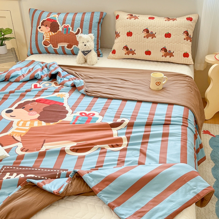 91家纺网 家纺一手货源 找家纺 大彩家居 2026新款针织夏被床盖四件套 深海小惊喜