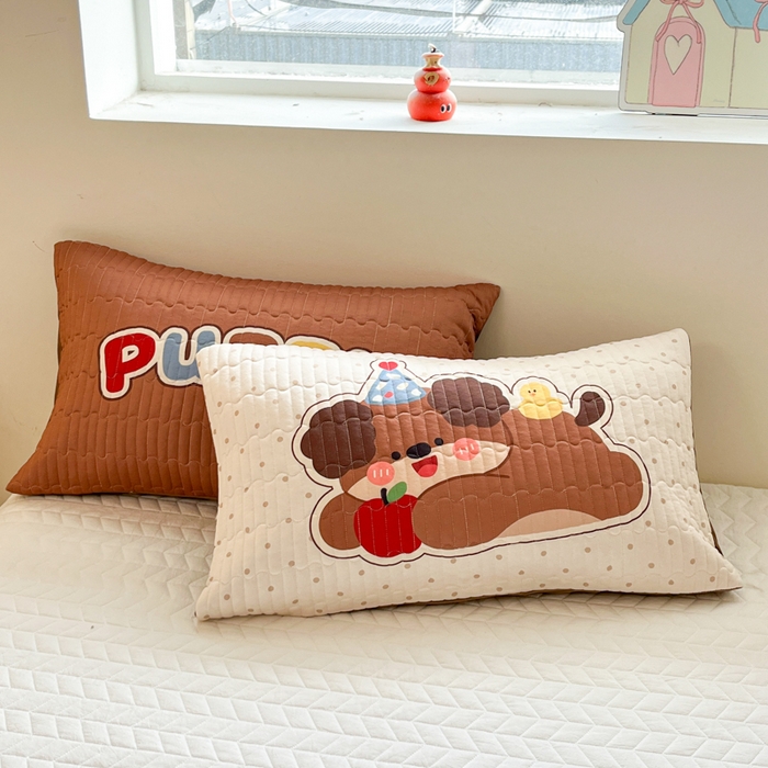 91家纺网 家纺一手货源 找家纺 大彩家居 2026新款针织夏被床盖四件套 慵懒小狗1