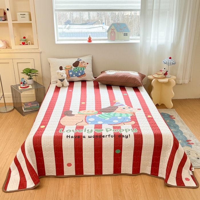 91家纺网 家纺一手货源 找家纺 大彩家居 2026新款针织夏被床盖四件套 仲夏马戏团