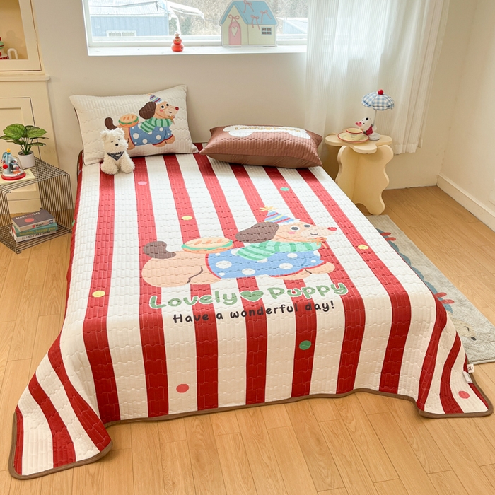 91家纺网 家纺一手货源 找家纺 大彩家居 2026新款针织夏被床盖四件套 仲夏马戏团