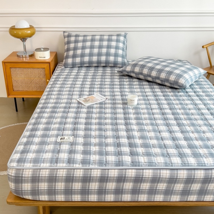 91家纺网 家纺一手货源 找家纺 （总）蕾诺家纺 2026新款色织水洗棉棉花夹棉床笠保护套