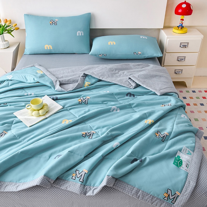 91家纺网 家纺一手货源 找家纺 薇玛仕 2026夏季新款100%新疆棉花里外全棉夏凉被单双人空调被 兜曼-蓝