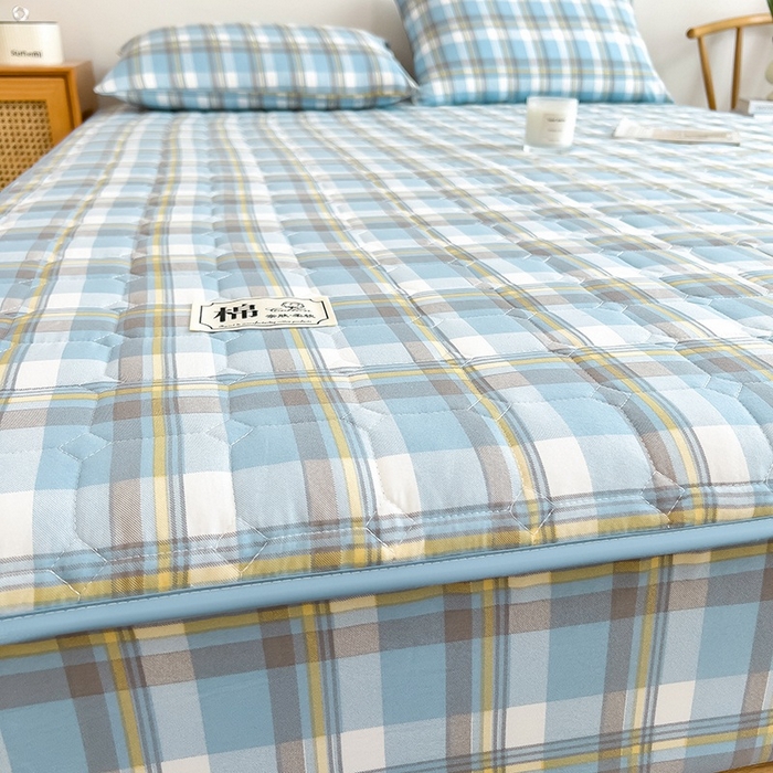 91家纺网 家纺一手货源 找家纺 （总）蕾诺家纺 2026新款色织水洗棉棉花夹棉床笠保护套