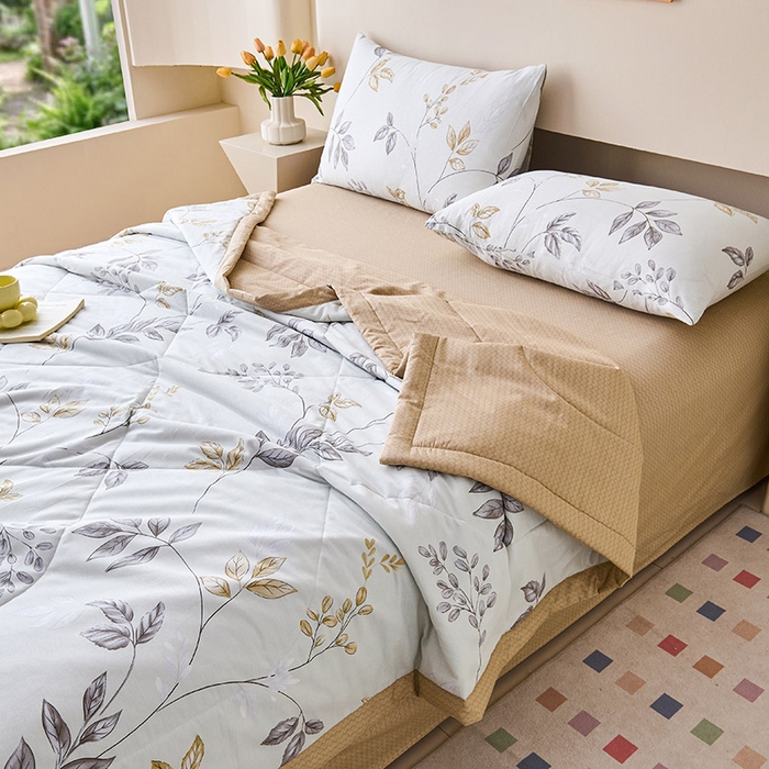 91家纺网 家纺一手货源 找家纺 薇玛仕 2026夏季新款100%新疆棉花里外全棉夏凉被单双人空调被 枫林叶语-米