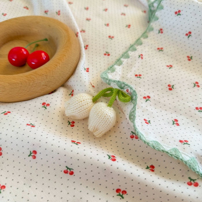 91家纺网 家纺一手货源 找家纺 潮邦创意家居 2026新A类全棉双层纱三角针四角郁金香吊坠盖毯—郁金纱语系列【含A类检测报告】 樱桃圆点