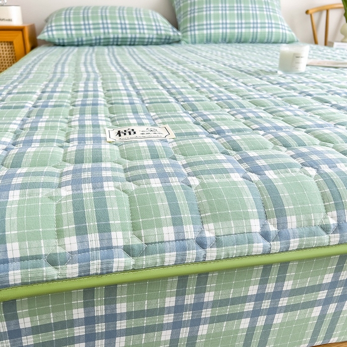 91家纺网 家纺一手货源 找家纺 （总）蕾诺家纺 2026新款色织水洗棉棉花夹棉床笠保护套