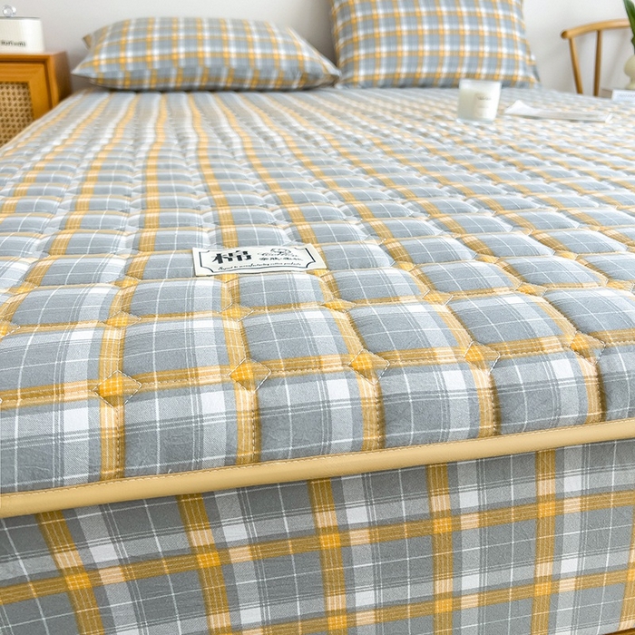 91家纺网 家纺一手货源 找家纺 （总）蕾诺家纺 2026新款色织水洗棉棉花夹棉床笠保护套