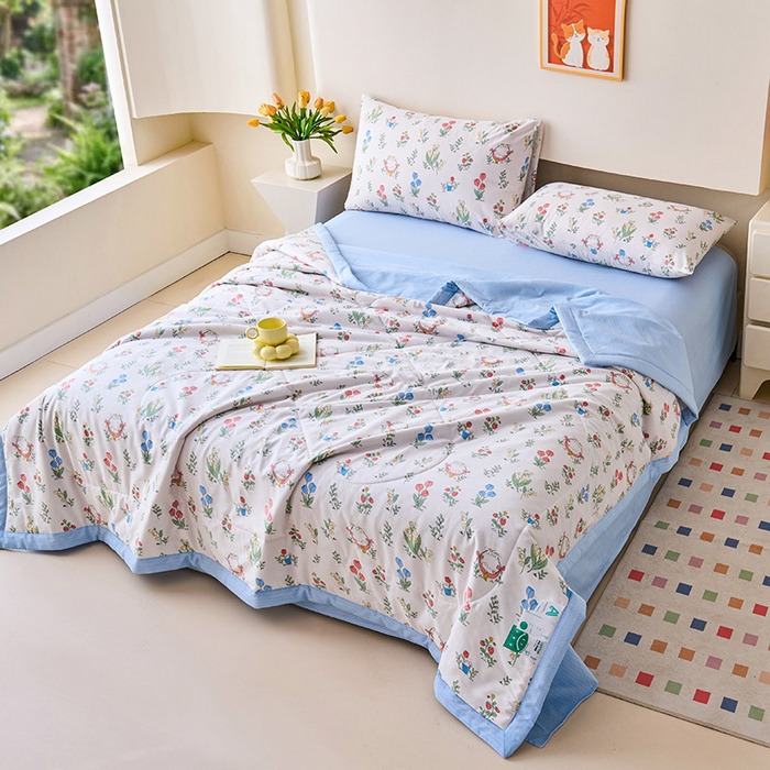 91家纺网 家纺一手货源 找家纺 薇玛仕 2026夏季新款100%新疆棉花里外全棉夏凉被单双人空调被 芙菲儿