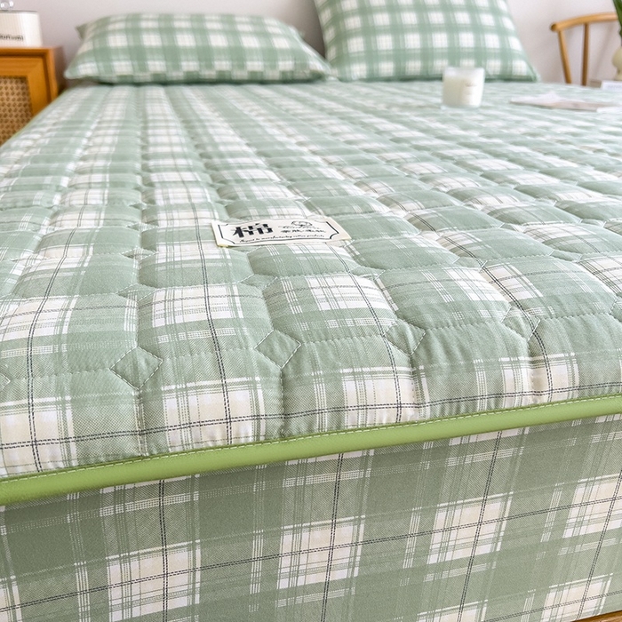 91家纺网 家纺一手货源 找家纺 （总）蕾诺家纺 2026新款色织水洗棉棉花夹棉床笠保护套