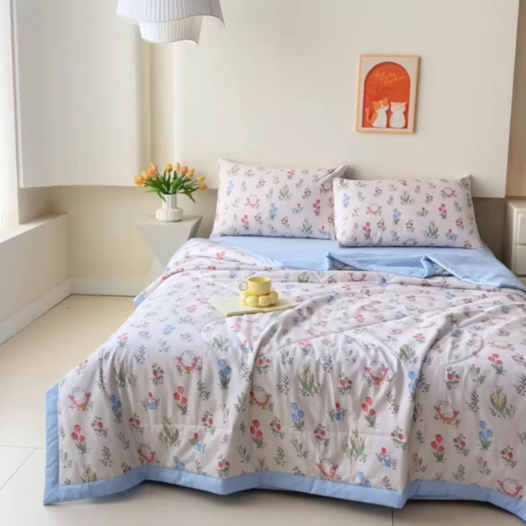 91家纺网 家纺一手货源 找家纺 薇玛仕 2026夏季新款100%新疆棉花里外全棉夏凉被单双人空调被 芙菲儿