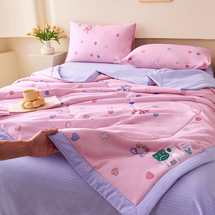 91家纺网 家纺一手货源 找家纺 薇玛仕 2026夏季新款100%新疆棉花里外全棉夏凉被单双人空调被 公主梦-粉