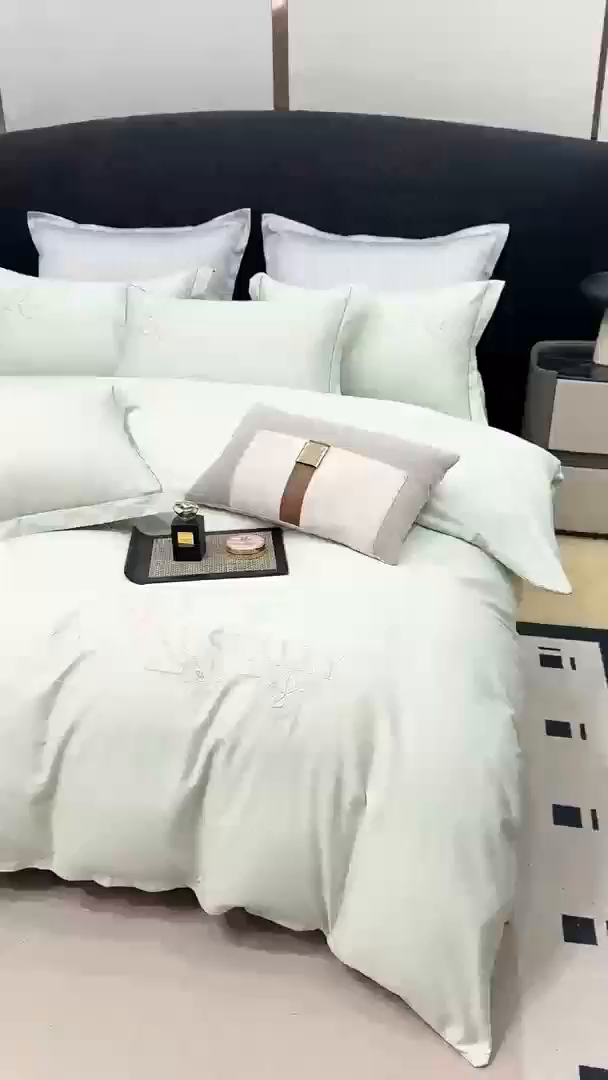 91家纺网 家纺一手货源 找家纺 昊翔家纺 2026全棉纯棉刺绣花四件套40支长绒棉100% 棉礼盒包装 春妍-水绿