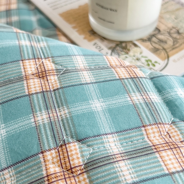 91家纺网 家纺一手货源 找家纺 蕾诺家纺 2026新款色织水洗棉棉花夹棉床笠保护套 威尼斯绿