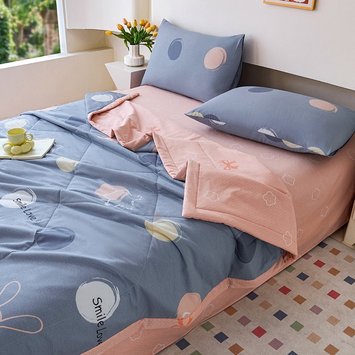 91家纺网 家纺一手货源 找家纺 薇玛仕 2026夏季新款100%新疆棉花里外全棉夏凉被单双人空调被 梦幻泡泡-蓝