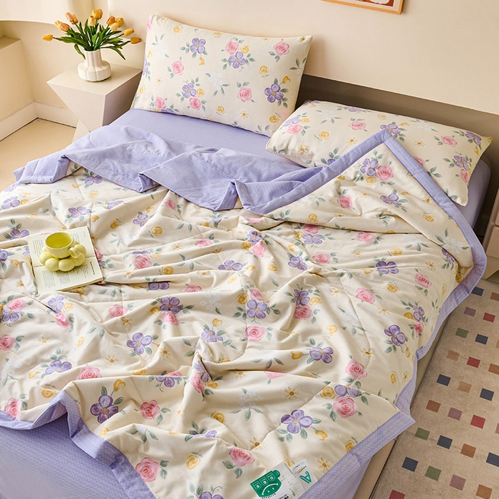 91家纺网 家纺一手货源 找家纺 薇玛仕 2026夏季新款100%新疆棉花里外全棉夏凉被单双人空调被 奈斯花园-米