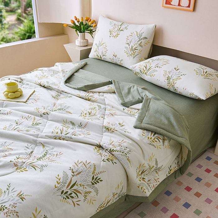 91家纺网 家纺一手货源 找家纺 薇玛仕 2026夏季新款100%新疆棉花里外全棉夏凉被单双人空调被 水木年华