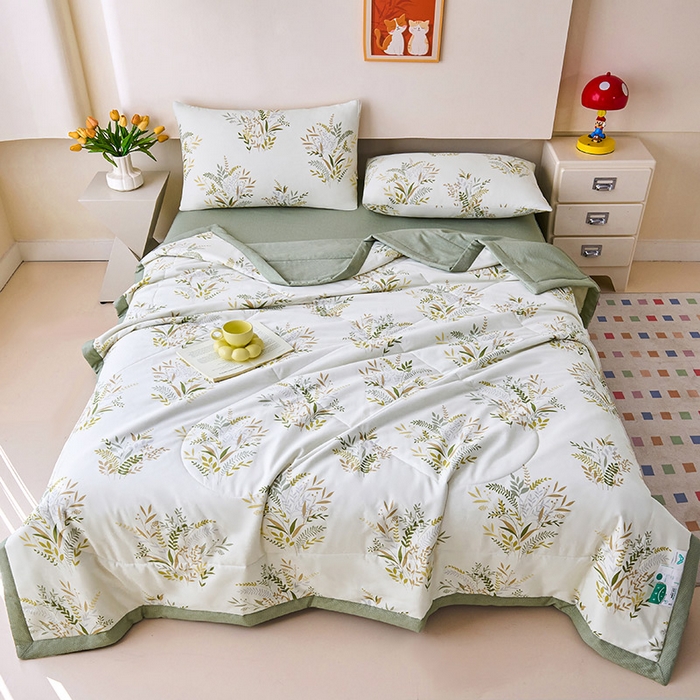 91家纺网 家纺一手货源 找家纺 薇玛仕 2026夏季新款100%新疆棉花里外全棉夏凉被单双人空调被 水木年华