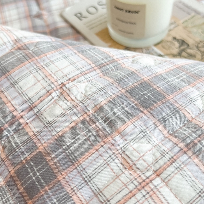 91家纺网 家纺一手货源 找家纺 蕾诺家纺 2026新款色织水洗棉棉花夹棉床笠保护套 烟雨灰