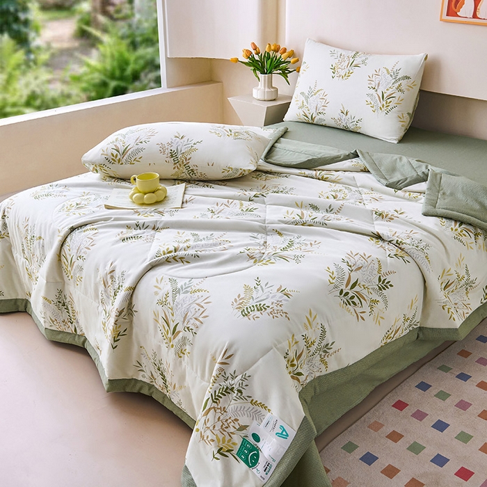 91家纺网 家纺一手货源 找家纺 薇玛仕 2026夏季新款100%新疆棉花里外全棉夏凉被单双人空调被 水木年华