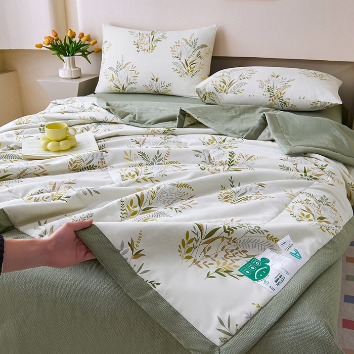 91家纺网 家纺一手货源 找家纺 薇玛仕 2026夏季新款100%新疆棉花里外全棉夏凉被单双人空调被 水木年华