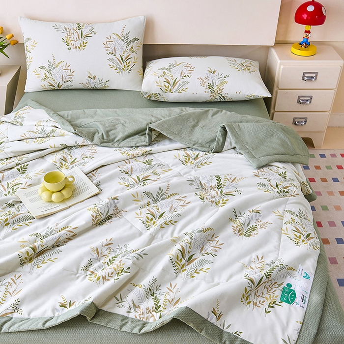 91家纺网 家纺一手货源 找家纺 薇玛仕 2026夏季新款100%新疆棉花里外全棉夏凉被单双人空调被 水木年华