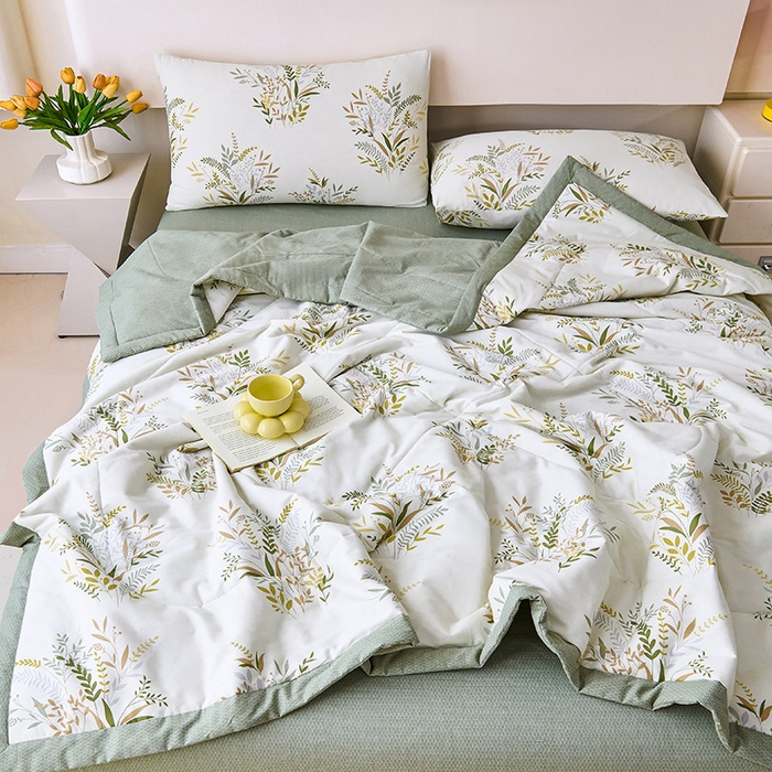 91家纺网 家纺一手货源 找家纺 薇玛仕 2026夏季新款100%新疆棉花里外全棉夏凉被单双人空调被 水木年华