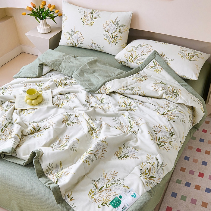 91家纺网 家纺一手货源 找家纺 薇玛仕 2026夏季新款100%新疆棉花里外全棉夏凉被单双人空调被 水木年华